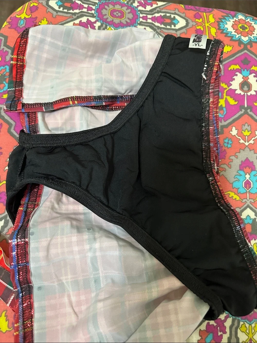Competition Dance 2-Piece Black/Red Tartan Plaid Dance Costume Youth Large (YL)
